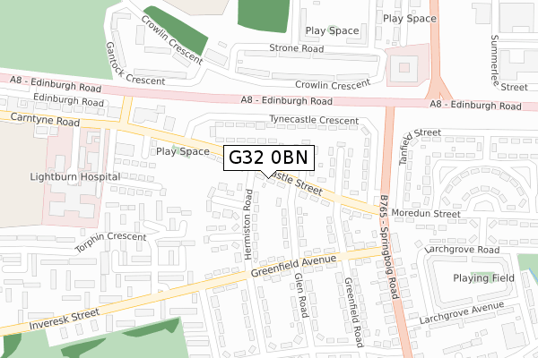 G32 0BN map - large scale - OS Open Zoomstack (Ordnance Survey)