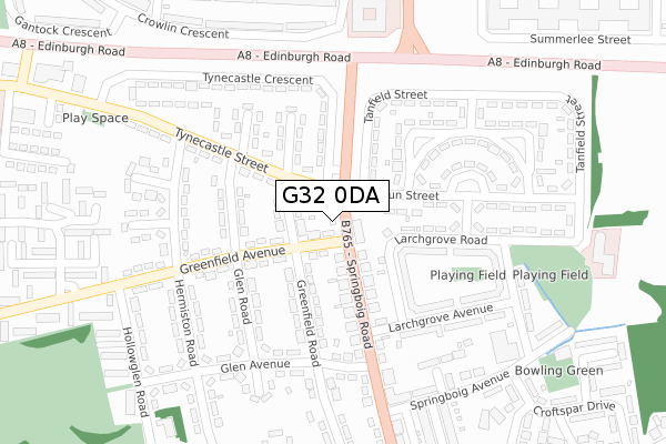 G32 0DA map - large scale - OS Open Zoomstack (Ordnance Survey)
