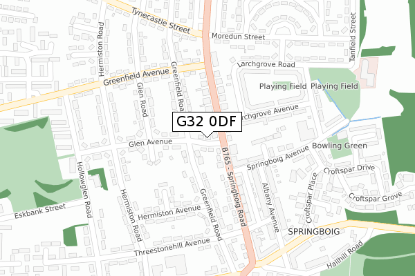 G32 0DF map - large scale - OS Open Zoomstack (Ordnance Survey)