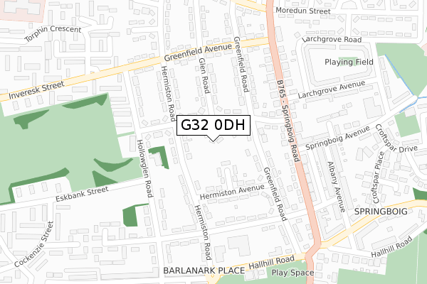 G32 0DH map - large scale - OS Open Zoomstack (Ordnance Survey)