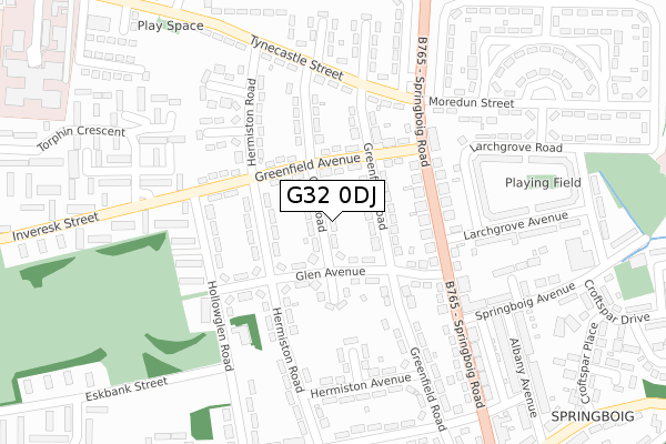 G32 0DJ map - large scale - OS Open Zoomstack (Ordnance Survey)