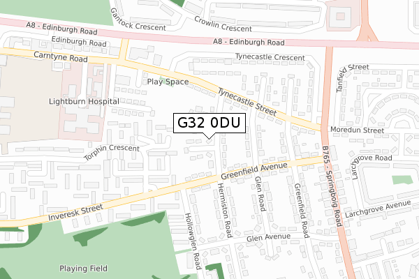 G32 0DU map - large scale - OS Open Zoomstack (Ordnance Survey)