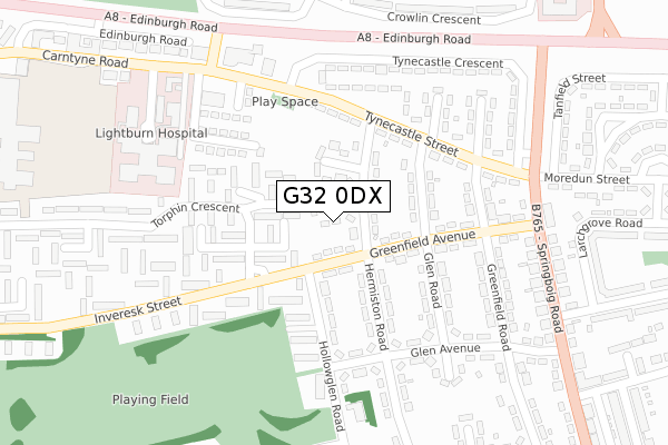 G32 0DX map - large scale - OS Open Zoomstack (Ordnance Survey)