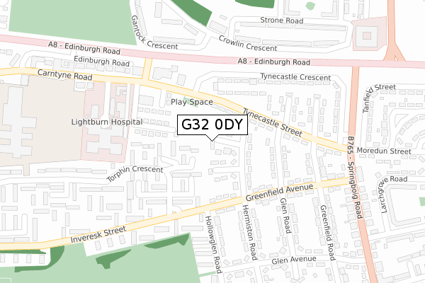 G32 0DY map - large scale - OS Open Zoomstack (Ordnance Survey)