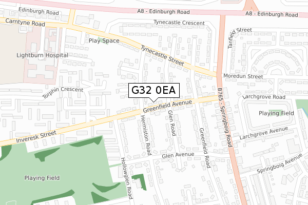 G32 0EA map - large scale - OS Open Zoomstack (Ordnance Survey)