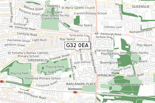 G32 0EA map - small scale - OS Open Zoomstack (Ordnance Survey)