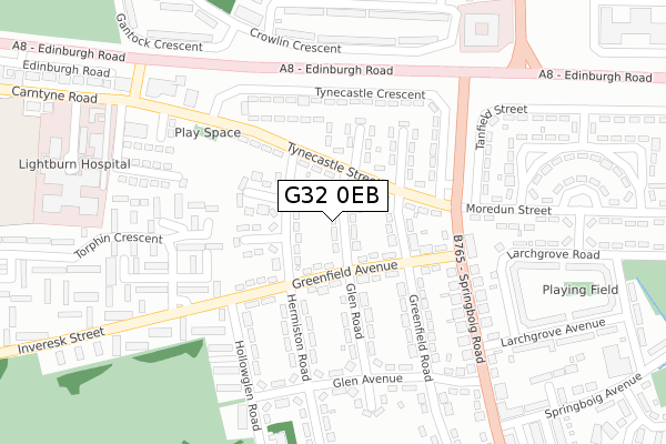 G32 0EB map - large scale - OS Open Zoomstack (Ordnance Survey)