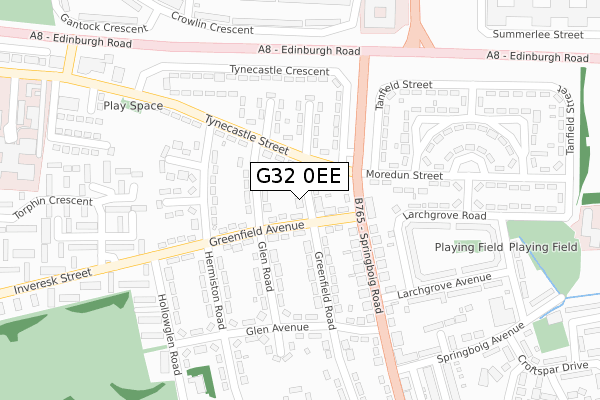 G32 0EE map - large scale - OS Open Zoomstack (Ordnance Survey)
