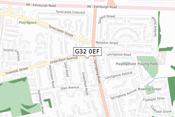 G32 0EF map - large scale - OS Open Zoomstack (Ordnance Survey)