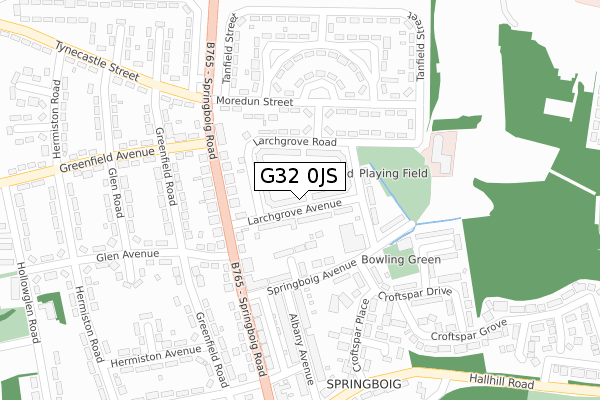 G32 0JS map - large scale - OS Open Zoomstack (Ordnance Survey)