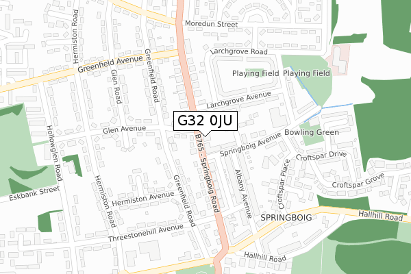 G32 0JU map - large scale - OS Open Zoomstack (Ordnance Survey)