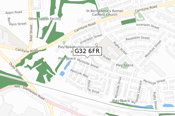 G32 6FR map - large scale - OS Open Zoomstack (Ordnance Survey)