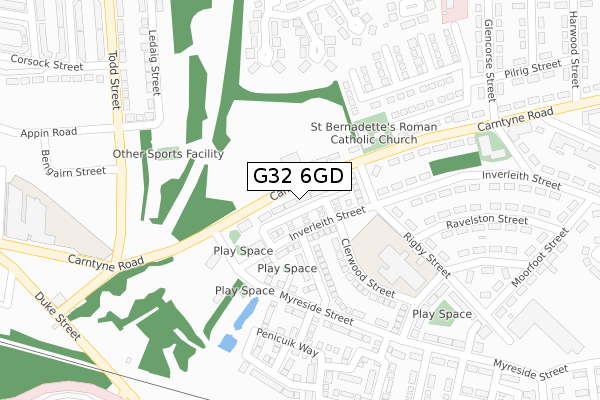 G32 6GD map - large scale - OS Open Zoomstack (Ordnance Survey)