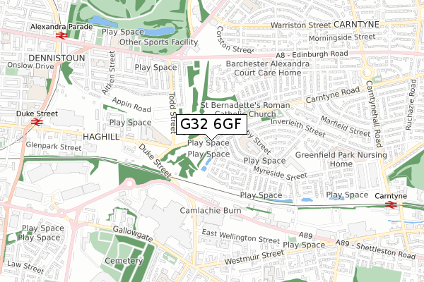 G32 6GF map - small scale - OS Open Zoomstack (Ordnance Survey)