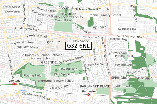 G32 6NL map - small scale - OS Open Zoomstack (Ordnance Survey)