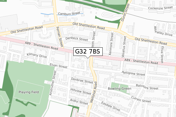 G32 7BS map - large scale - OS Open Zoomstack (Ordnance Survey)