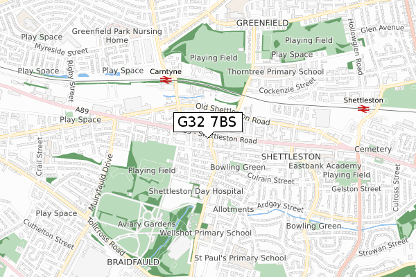 G32 7BS map - small scale - OS Open Zoomstack (Ordnance Survey)