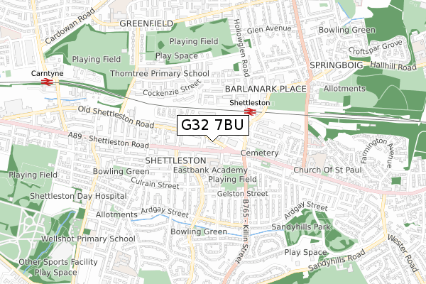 G32 7BU map - small scale - OS Open Zoomstack (Ordnance Survey)