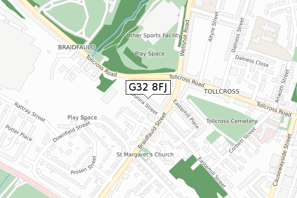 G32 8FJ map - large scale - OS Open Zoomstack (Ordnance Survey)