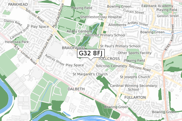 G32 8FJ map - small scale - OS Open Zoomstack (Ordnance Survey)