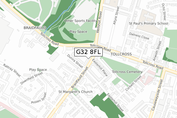 G32 8FL map - large scale - OS Open Zoomstack (Ordnance Survey)