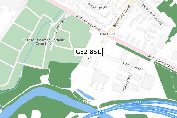 G32 8SL map - large scale - OS Open Zoomstack (Ordnance Survey)