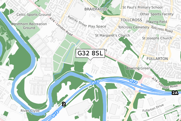 G32 8SL map - small scale - OS Open Zoomstack (Ordnance Survey)