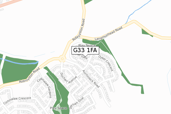 G33 1FA map - large scale - OS Open Zoomstack (Ordnance Survey)