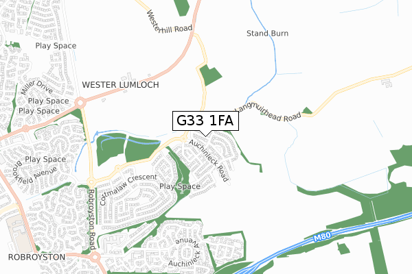 G33 1FA map - small scale - OS Open Zoomstack (Ordnance Survey)