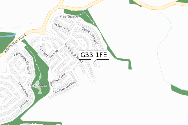 G33 1FE map - large scale - OS Open Zoomstack (Ordnance Survey)