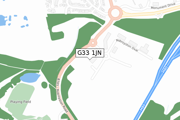 G33 1JN map - large scale - OS Open Zoomstack (Ordnance Survey)