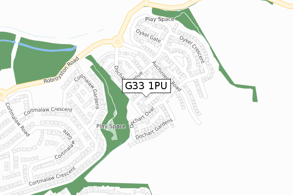 G33 1PU map - large scale - OS Open Zoomstack (Ordnance Survey)