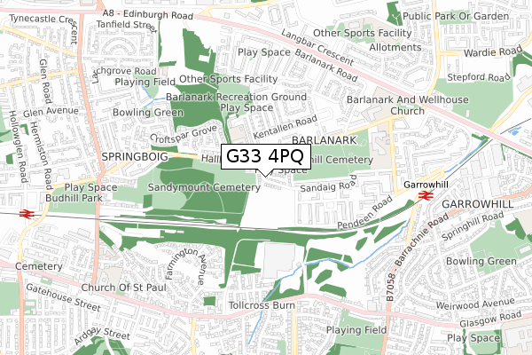 G33 4PQ map - small scale - OS Open Zoomstack (Ordnance Survey)