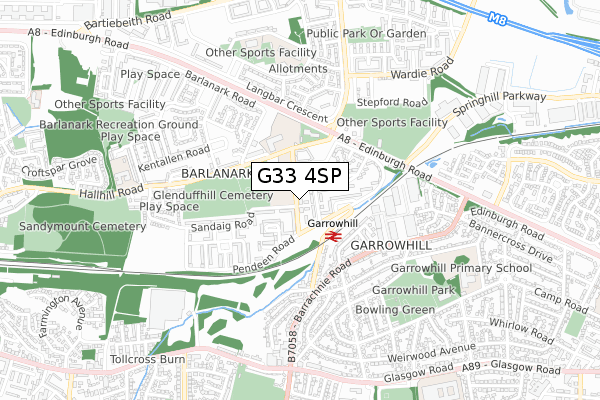 G33 4SP map - small scale - OS Open Zoomstack (Ordnance Survey)