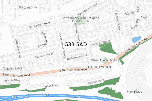 G33 5AD map - large scale - OS Open Zoomstack (Ordnance Survey)
