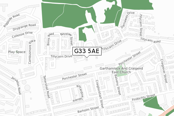 G33 5AE map - large scale - OS Open Zoomstack (Ordnance Survey)