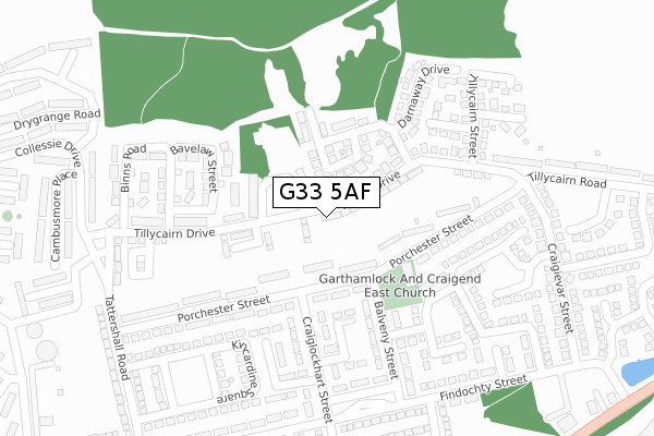 G33 5AF map - large scale - OS Open Zoomstack (Ordnance Survey)