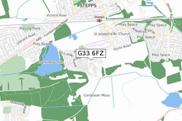 G33 6FZ map - small scale - OS Open Zoomstack (Ordnance Survey)
