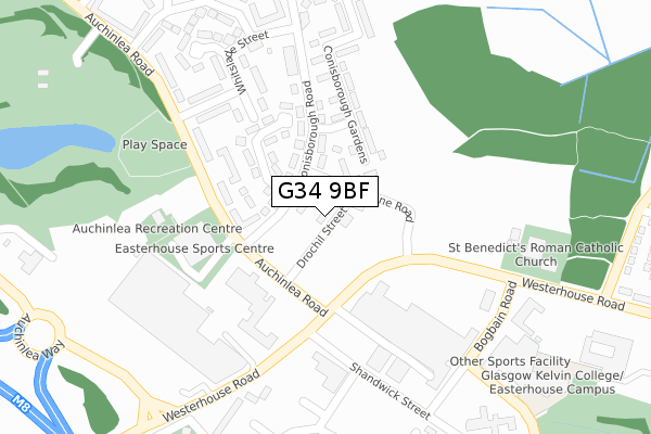 G34 9BF map - large scale - OS Open Zoomstack (Ordnance Survey)