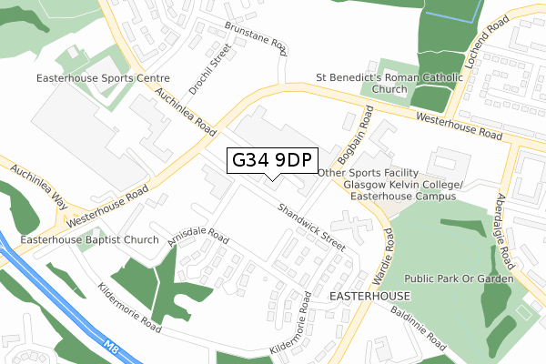 G34 9DP map - large scale - OS Open Zoomstack (Ordnance Survey)
