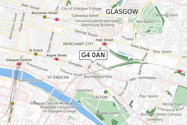 G4 0AN map - small scale - OS Open Zoomstack (Ordnance Survey)