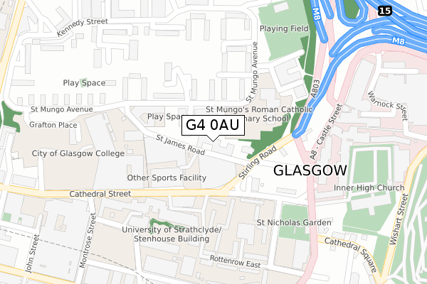 G4 0AU map - large scale - OS Open Zoomstack (Ordnance Survey)