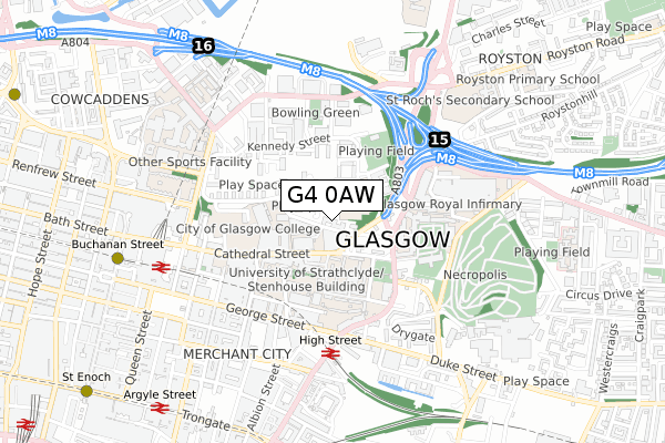 G4 0AW map - small scale - OS Open Zoomstack (Ordnance Survey)