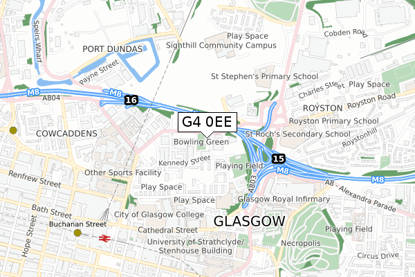 G4 0EE map - small scale - OS Open Zoomstack (Ordnance Survey)