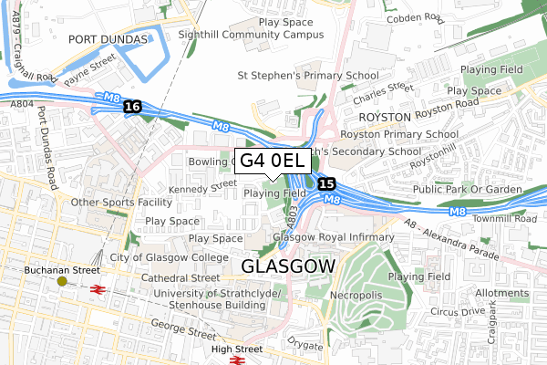 G4 0EL map - small scale - OS Open Zoomstack (Ordnance Survey)