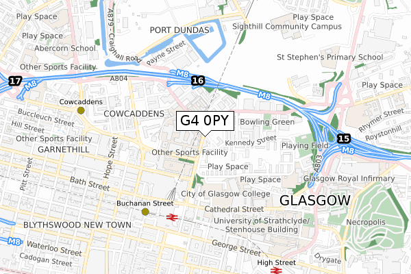 G4 0PY map - small scale - OS Open Zoomstack (Ordnance Survey)