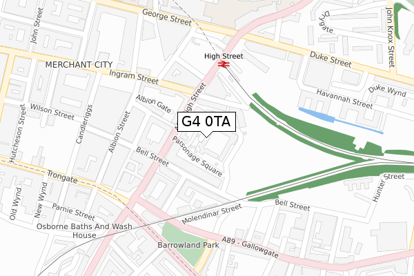 G4 0TA map - large scale - OS Open Zoomstack (Ordnance Survey)