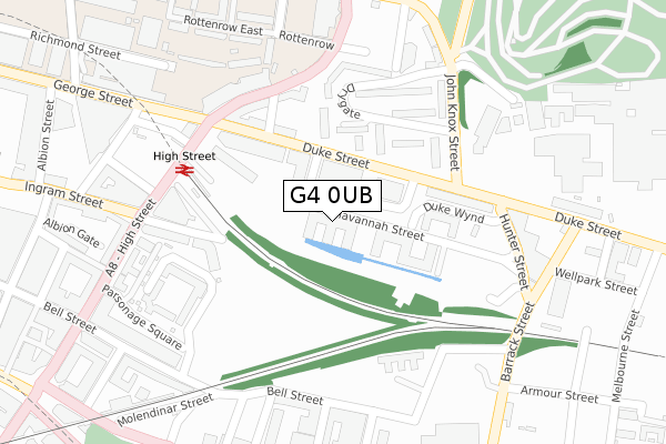 G4 0UB map - large scale - OS Open Zoomstack (Ordnance Survey)