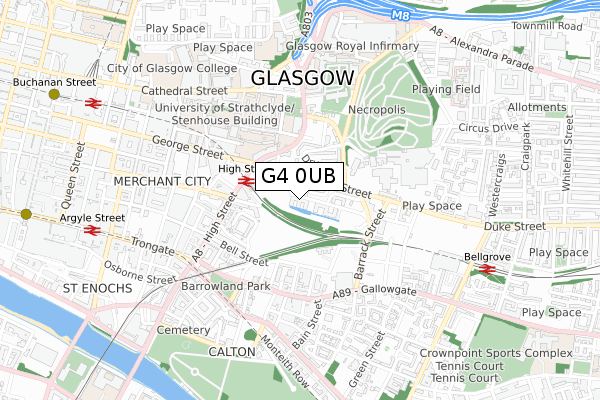 G4 0UB map - small scale - OS Open Zoomstack (Ordnance Survey)