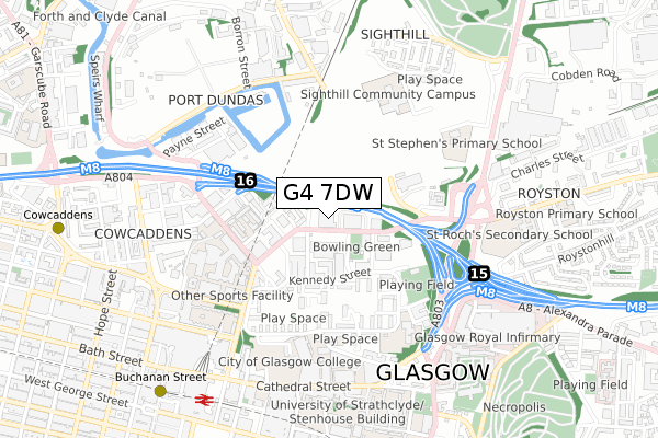 G4 7DW map - small scale - OS Open Zoomstack (Ordnance Survey)